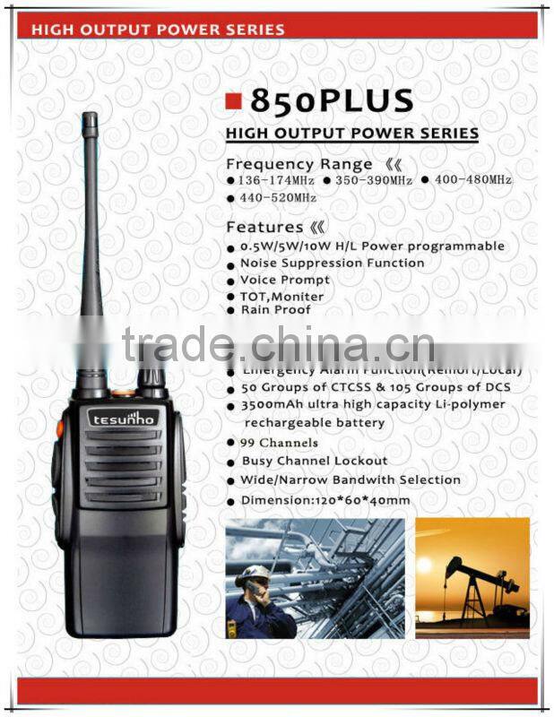 TESUNHO TH-850PLUS 10watts long distance walkie talkie two way radio