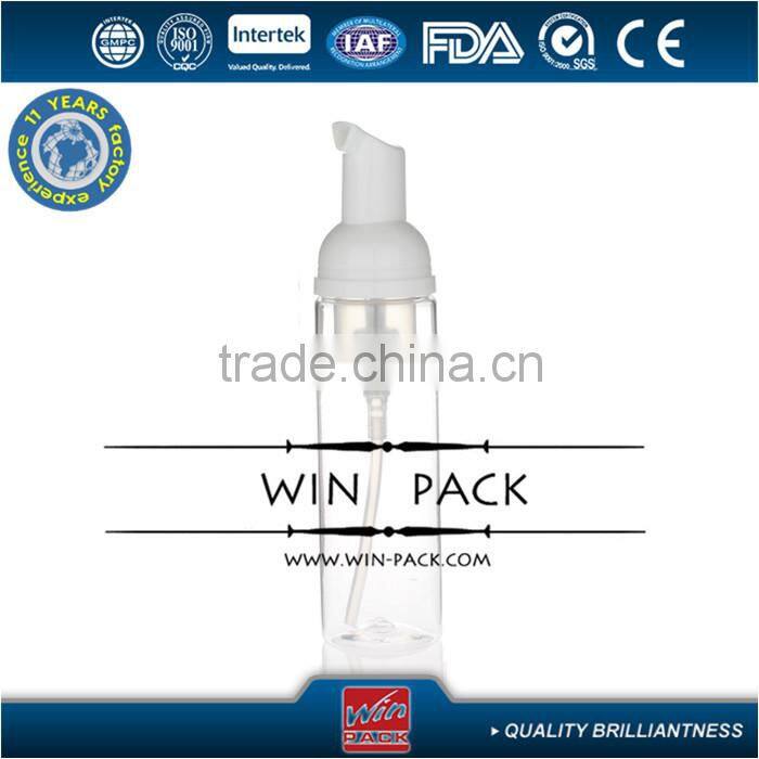 45ml 80ml clear round shape foam pump bottle with white pump and white cap, foam pump bottle manufacturer