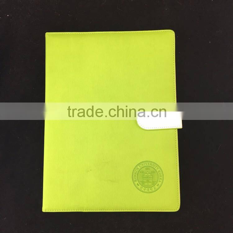 leather folder for interview with custom logo embossing 2 hole display folder