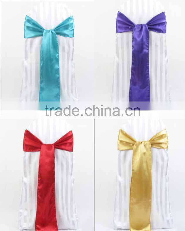 Royal blue satin chair sashes for wedding