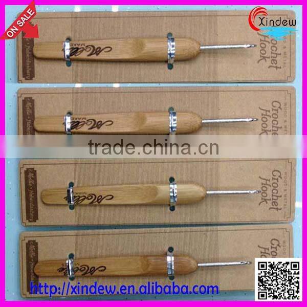Carbonized bamboo wooden crochet hook kit in cloth bag package