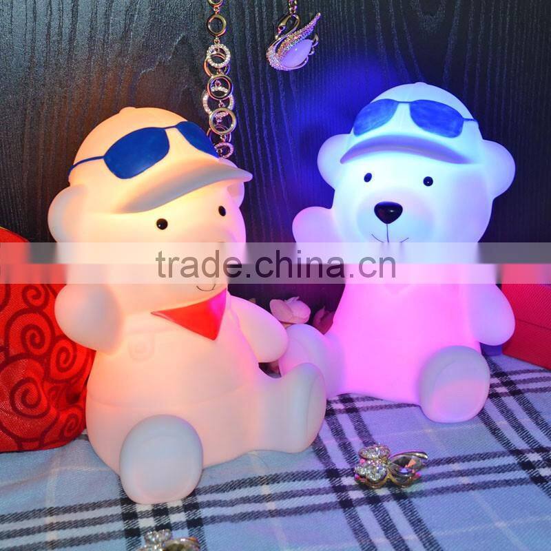 Cute Bear USB Rechargeable LED Table Lamp Cartoon Animal Reading Night Light Dimmer Bedside Table Lamp