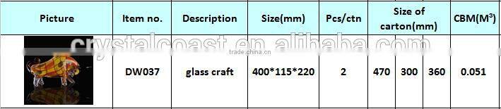 bulk decorative modern hand made life size glass bull statue sculpture for gift sale