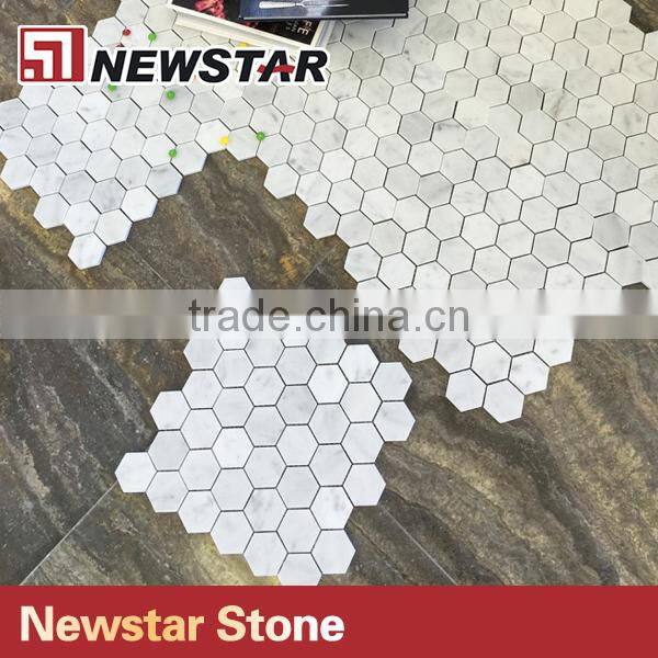 Newstar White Marble Hexagon Tile Designs Bianco Bathroom Floor Mosaic