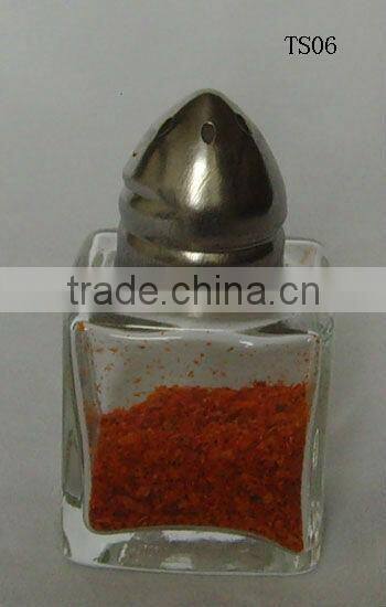 2016 cheap mini square glass spice shaker jar with metal lid for pepper/salt