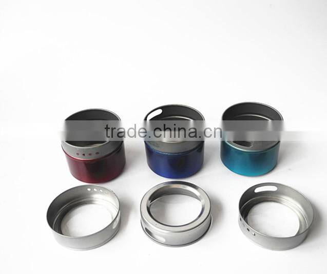 light colored magnetic buttom tin spice jars with pp window lid