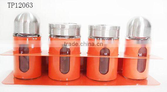 4pcs glass salt and pepper wedding favors set with metal stand