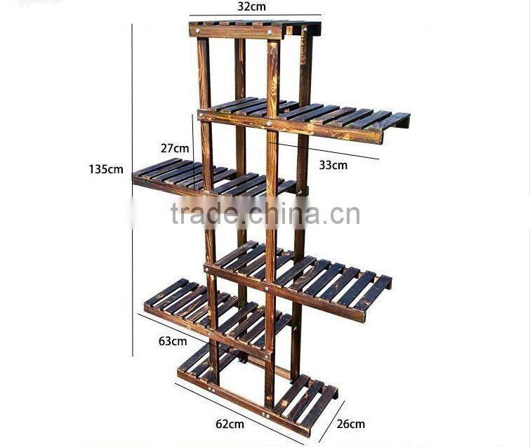 outdoor wooden garden flower wooden shelf