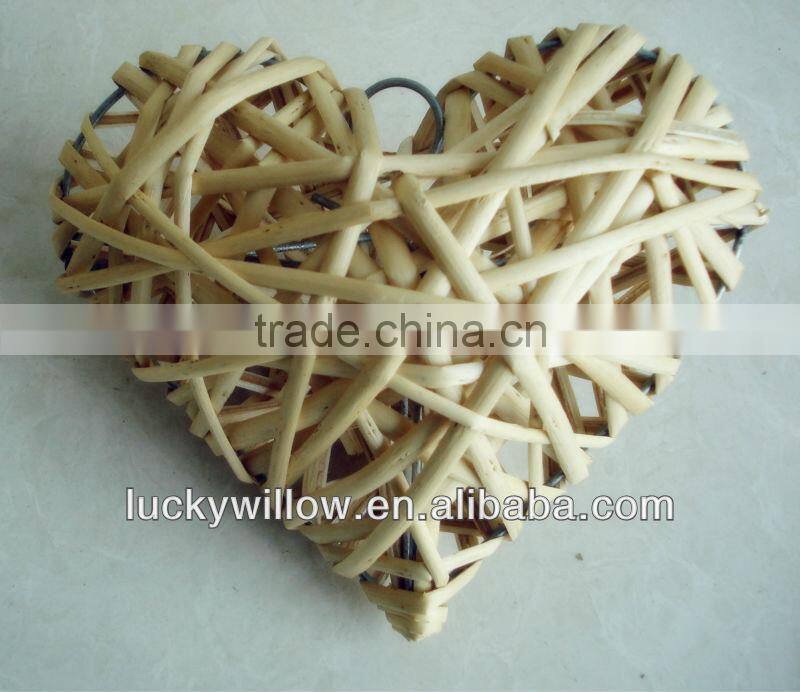 Handmade Large White Woven Wicker Heart for home decoration