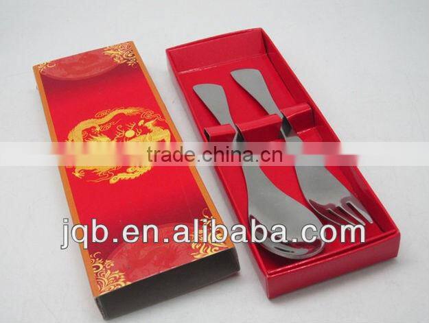 stainless steel dinnerware set spoon and chopsticks with red box