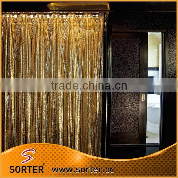 Manufacturer Good Price Metal Sequin Fabric Bathroom Curtains