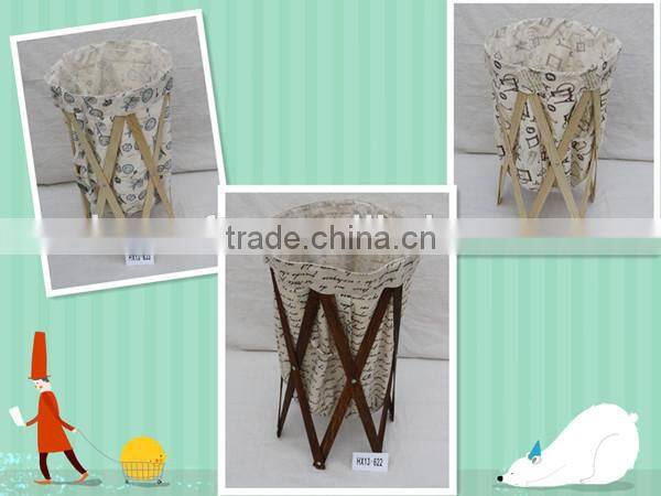 Size is 42XH70cm Pine Natural Color Frame Canvas Bag With the Letters Pattern Folding Laundry Basket/Hamper