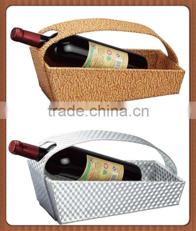 Hot Sales! Hotel Supplies Round Leather Red Wine Rack YJ-3 with 6 Glass Holder, Bottle Display Rack for Bar Counter/Guest Room