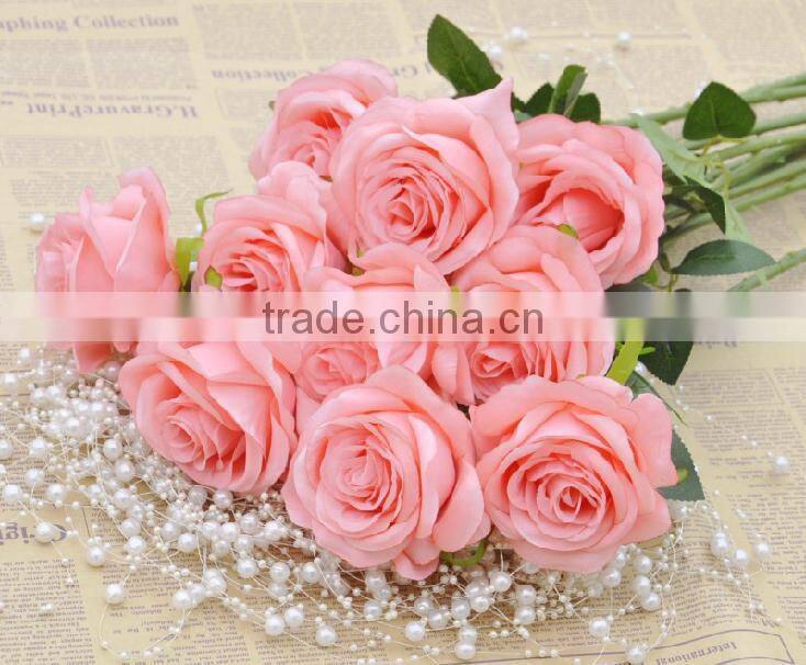 GNW FLS12-2 Fake Plastic Similar With Rose Flower Pink Color for Wedding Decoration