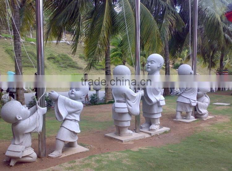 outdoor graden decoration stone carving marble baby buddha little monk statue