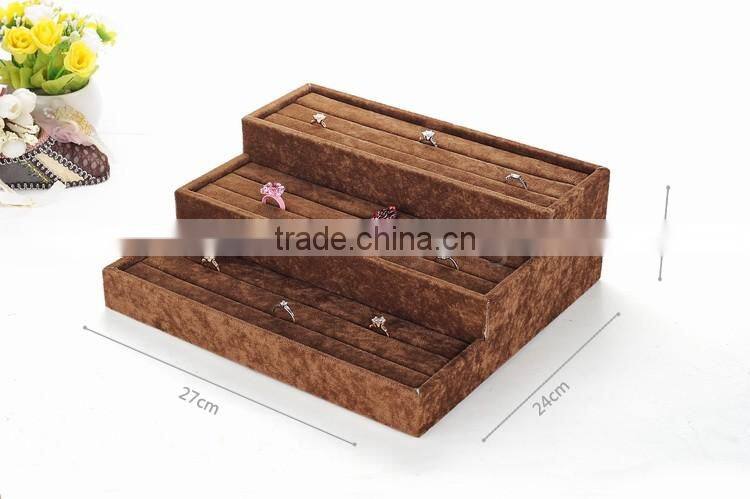 2016 hand made three layers countertop ring display case customized
