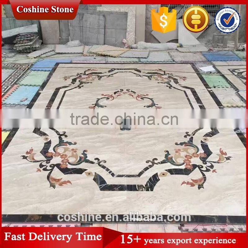 Decoration white cream marble flower pattern waterjet marble mosaic