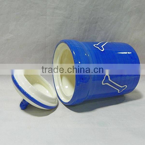 Column Shape Ceramic Dog Treat Jar