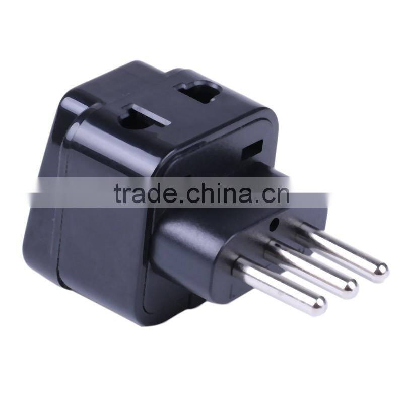 WDI-12A 3 Round pins 10A 250V AC 2 in 1 Italy, Uruguay embedded pins plug converter