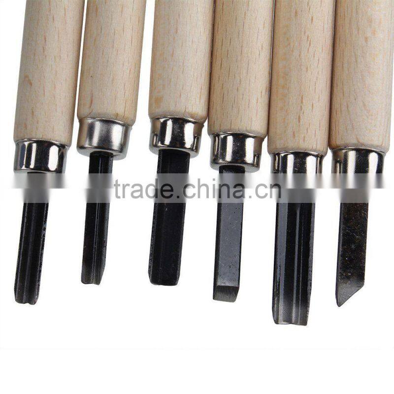 6pcs gravers wood carving lathe steel knife detail chisel hand woodcut craft tools