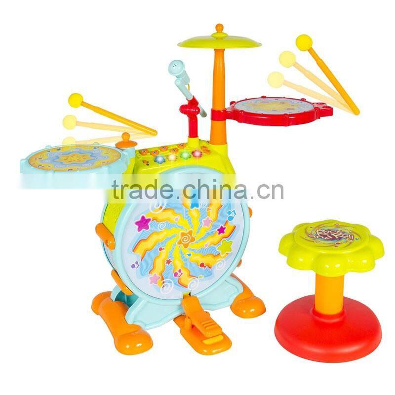2016 Best sell cheap musical plastic electronic drum set toy for kids