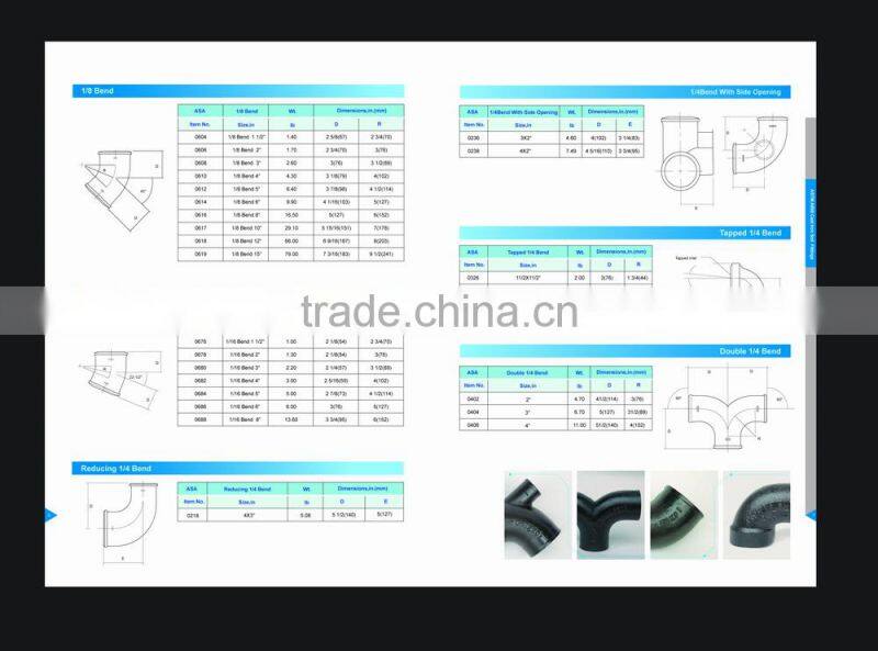 China factry ASTM A888 Cast Iron Soil Pipe Fittings