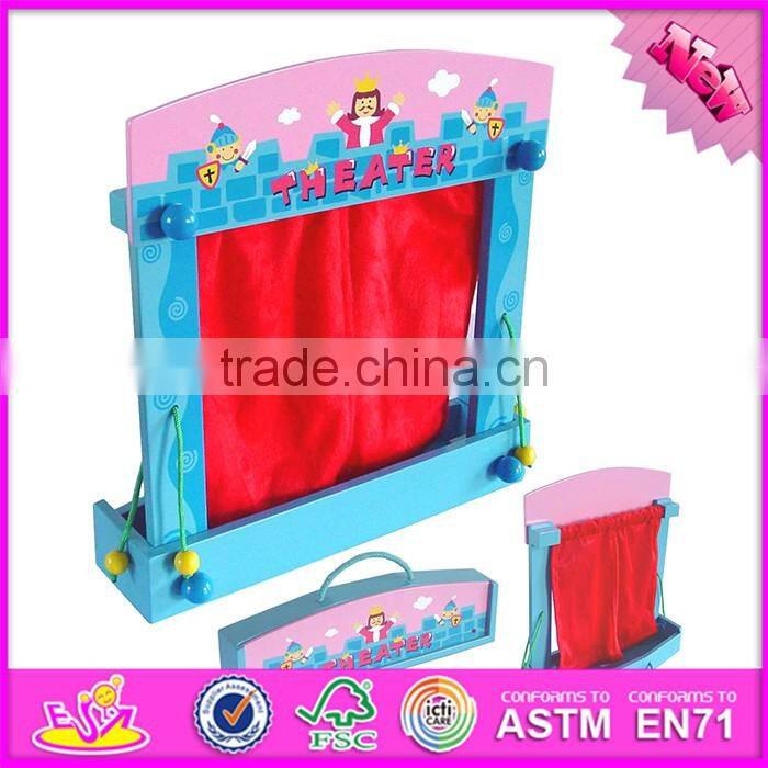 2016 new products portable children funny wooden finger puppet theater W10D143
