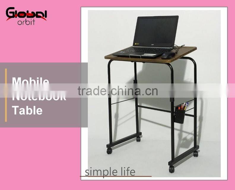 Black Laptop Cart, Computer Stand with Adjustable Table Top and Casters