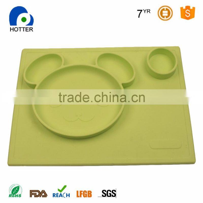 Kids silicone square shaped snack trays hot selling silicone baby plates