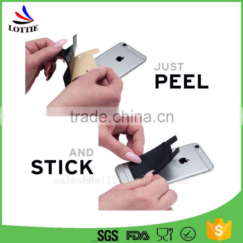 New design Silicone mobile phone card pocket with stand holder from china