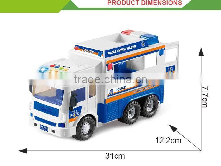 Newest friction inertia set musical electric toy police kit
