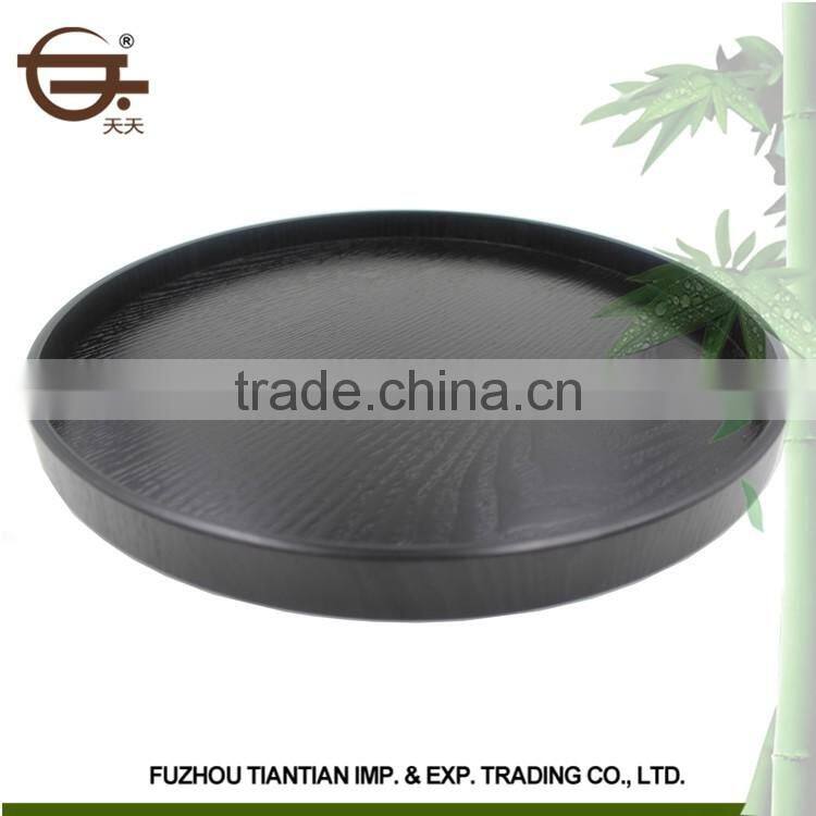 High Quality Black Round Wooden Serving Tray