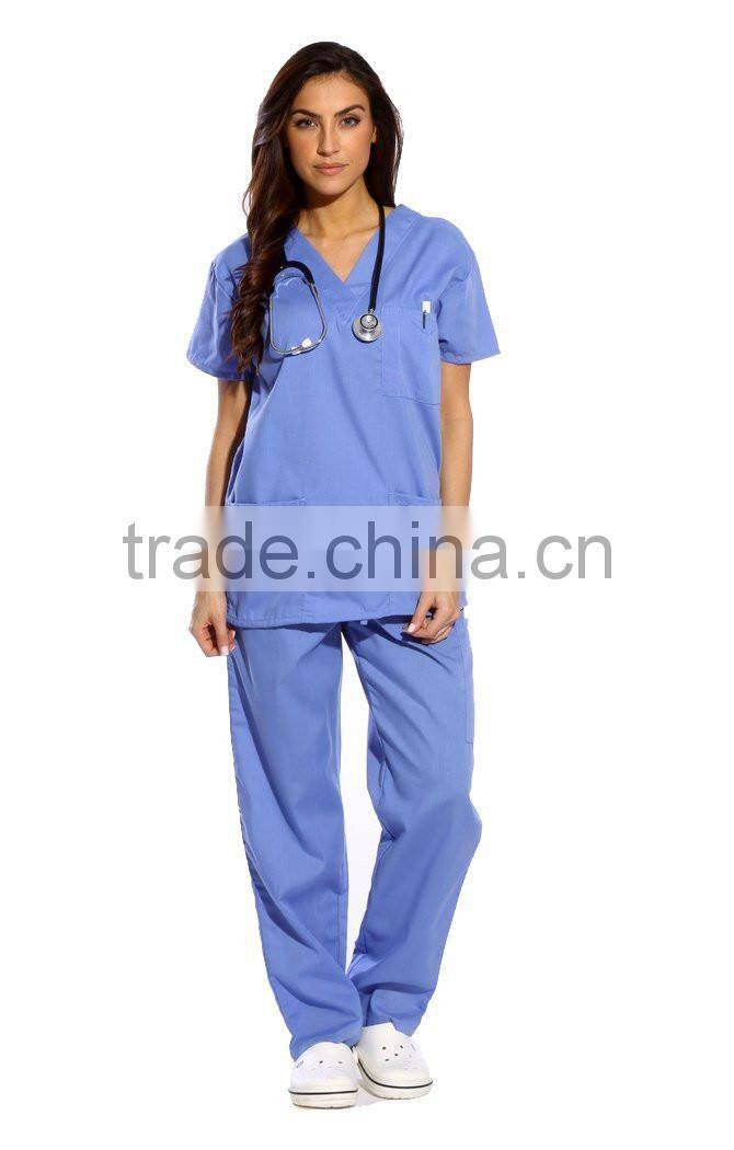 Women's Scrub Sets,Matching Top And Pants Solid Scrubs Medical Scrubs China Nursing Uniform With 6 Pockets Wholesale