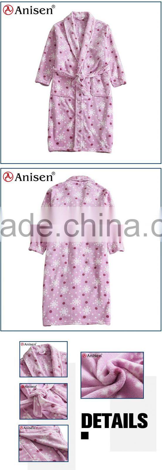 china manufacturer hotel/home printing coral fleece bathrobes