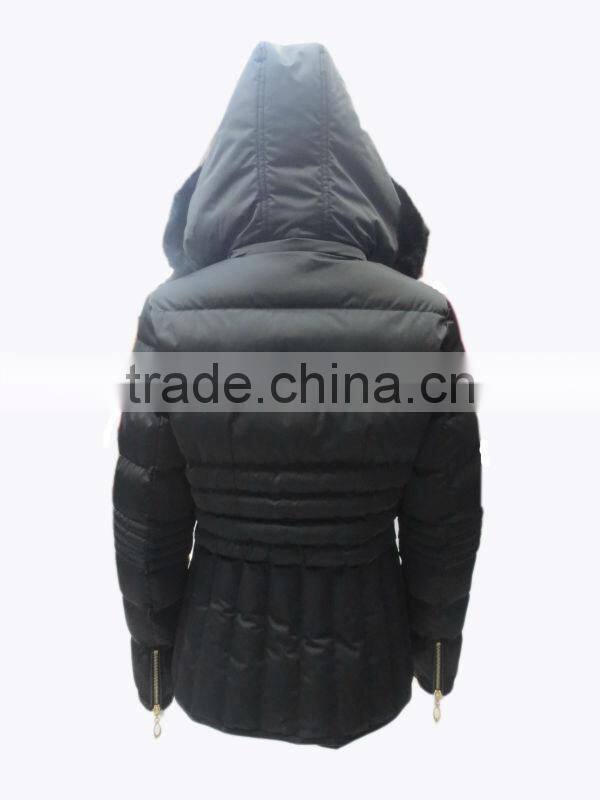 China wholesale lady winter padded jacket with fur hood