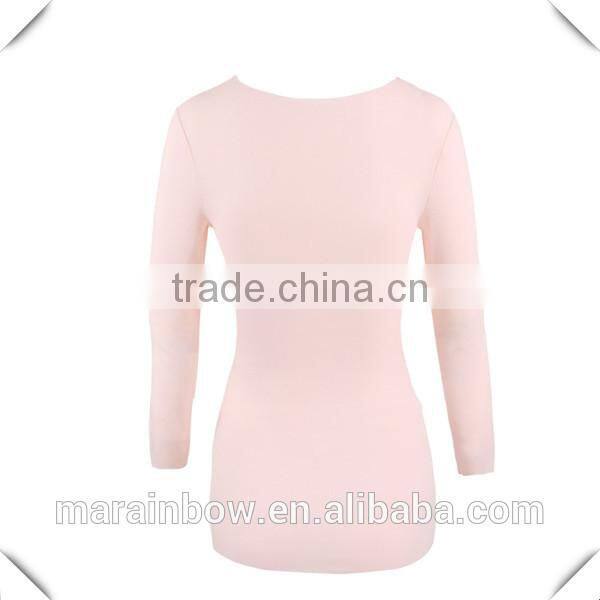 Wholesale Long Sleeve Maternity T-shirt Plain Longline V neck T shirt Pregnancy Clothing Women Maternity Wear