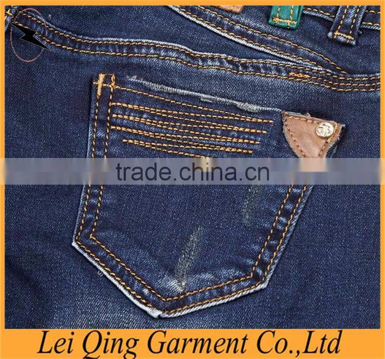 Fashion newest hot sale blue denim slim fit ladies jeans top design