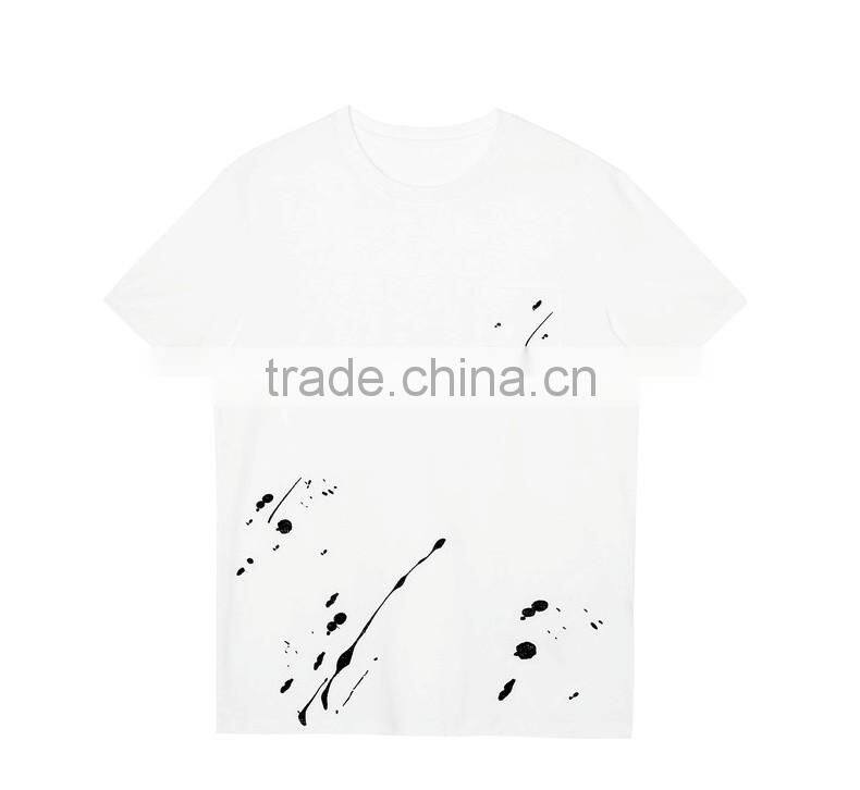 Customized white casual short sleeve emboridered t shirt for men