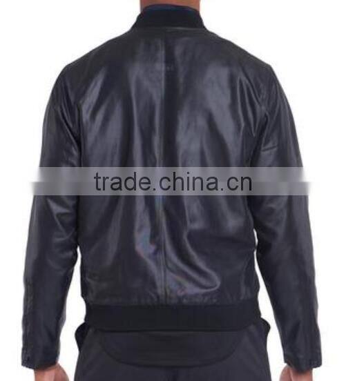 Winter latest fashion plain dyed long sleeve leather jacket