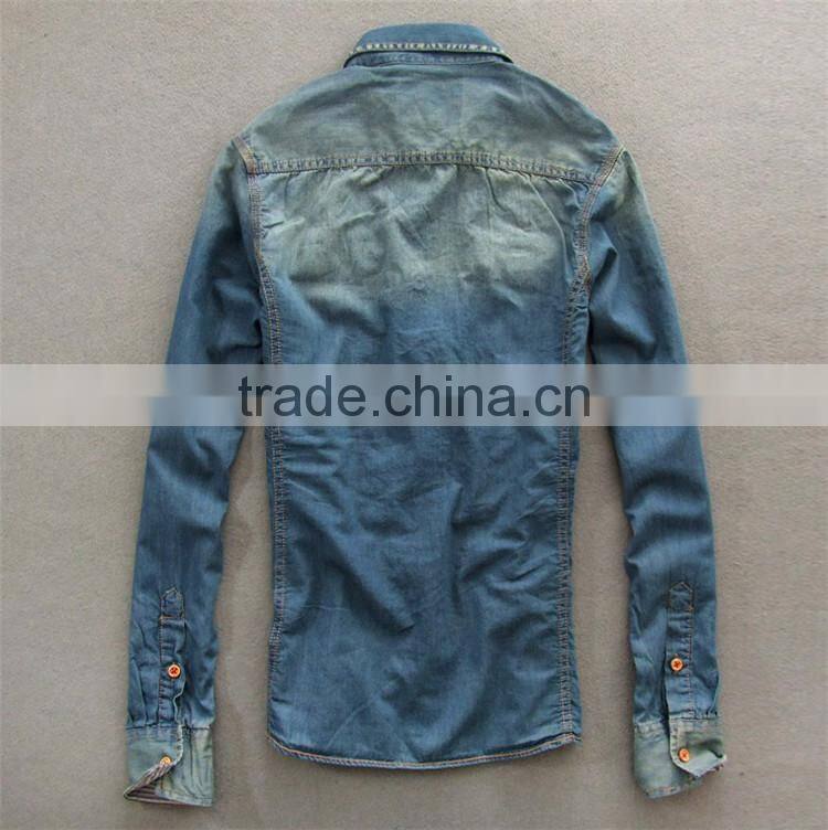 2015 High Quality custom design contrast color men slim fit half black half white shirt