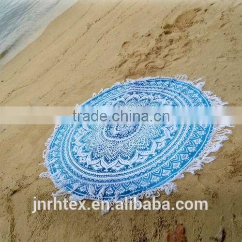 100% cotton custom reactive printing round towel beach