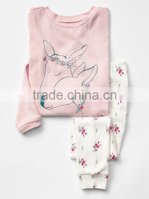 Girls pajama with knitted top and flannel pant