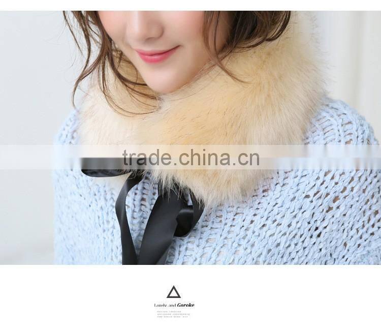 2015 hot sales korea style woman sweety short faux fox collar/scraf for winter coat garment decorations