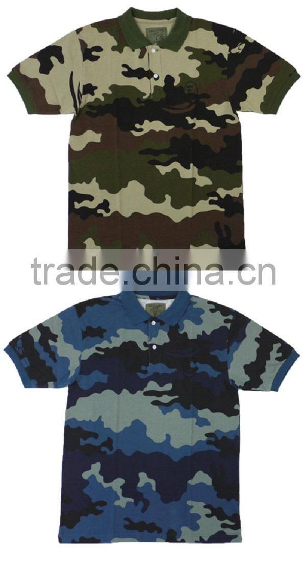 kids' Camo 100% cotton pocket polo shirts