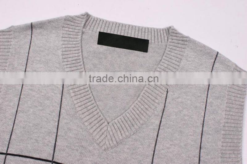 High Quality Plain Grey V Shape Sweater