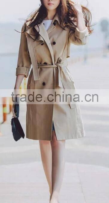 Runwaylover EY0990C Hot Sale 2016 Women Double Breasted Trench Coats With Belt