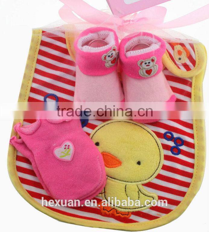 OEM or Stocked ,5PCS/SET Baby Bibs set,100%cotton bib set ,Mesh bag baby Baby bibs set,