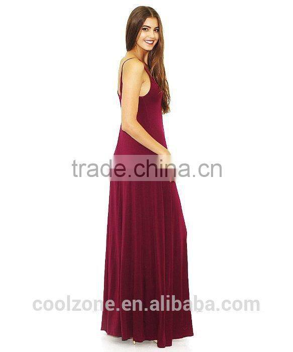 High quality round neck sleeveless maxi new ladies dress 2015