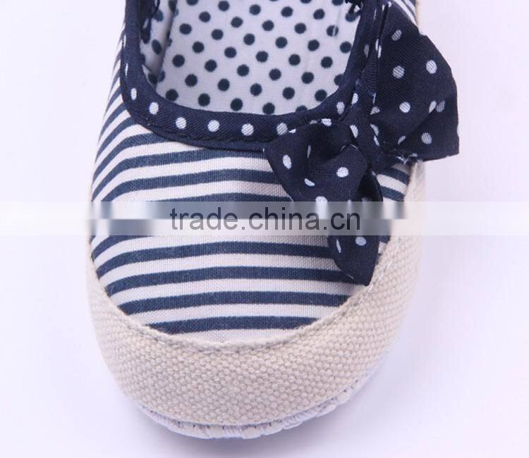 Navy style baby girls bowknot first walker shoes