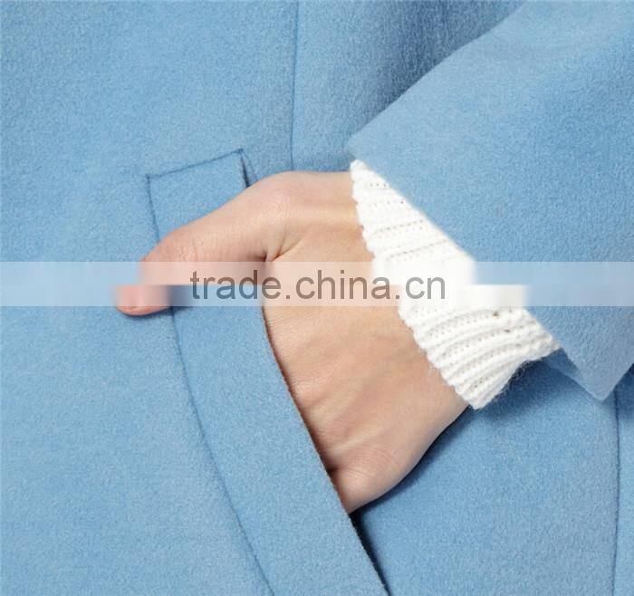 light blue single breasted three quarter length ladies long coats
